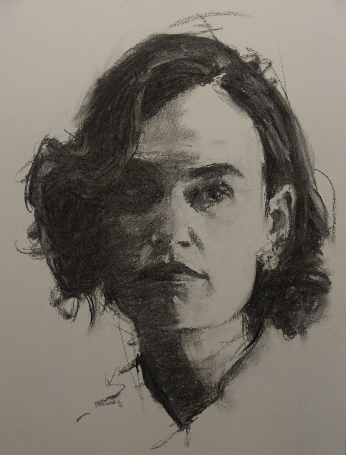 Charcoal drawing of a young women – Demonstration