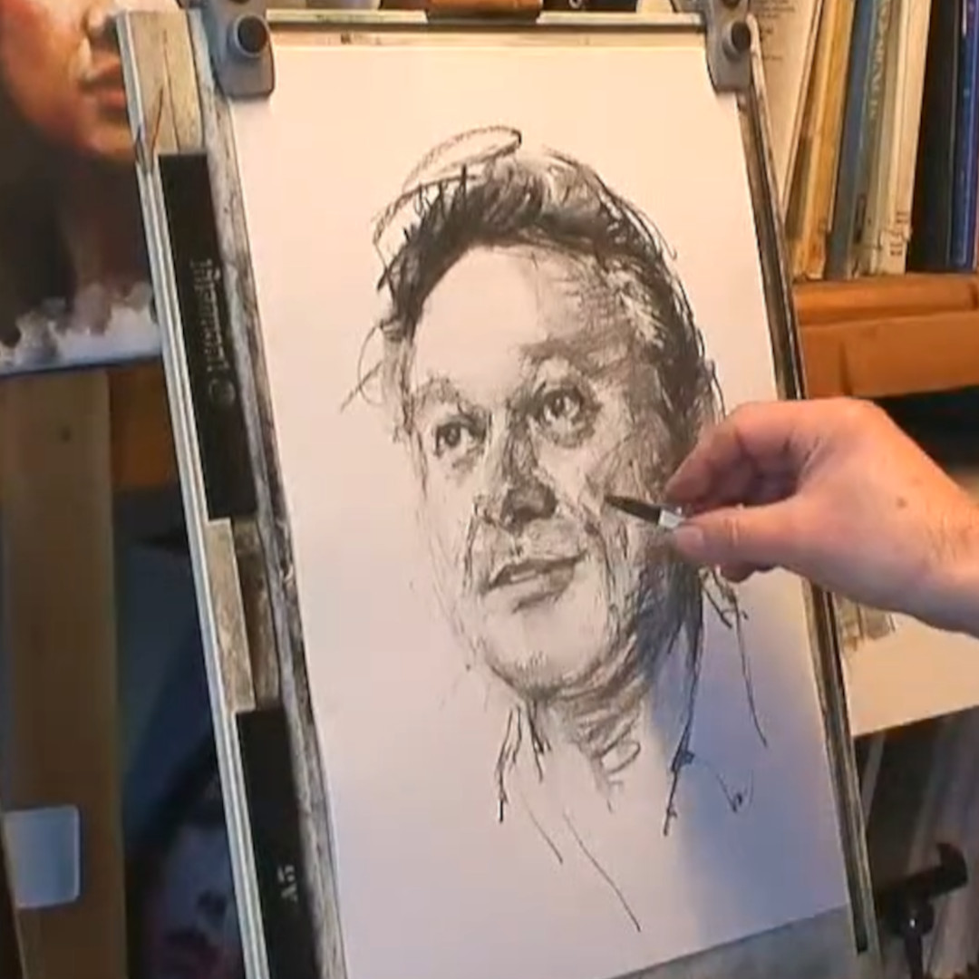 Live portrait drawing lesson #12.