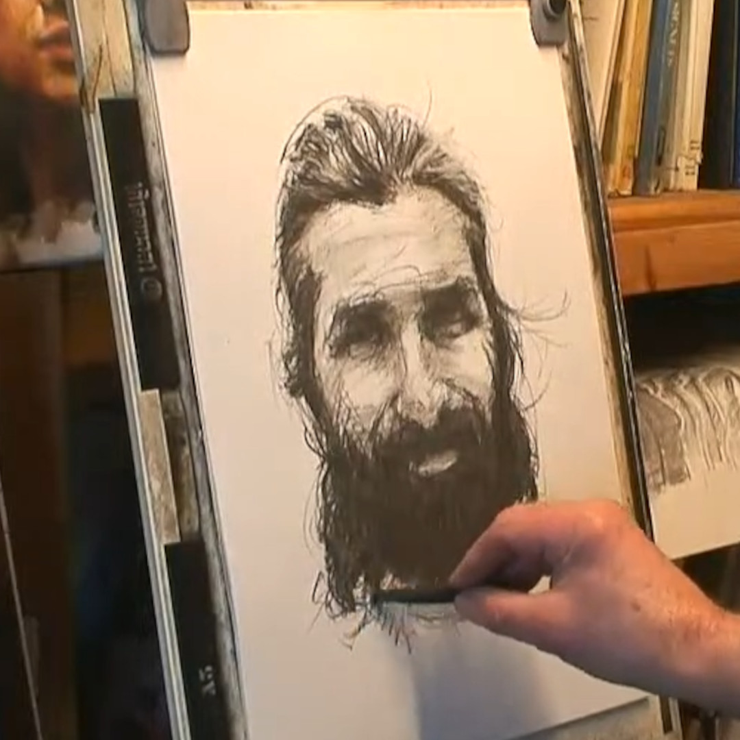 Live portrait drawing lesson #13.