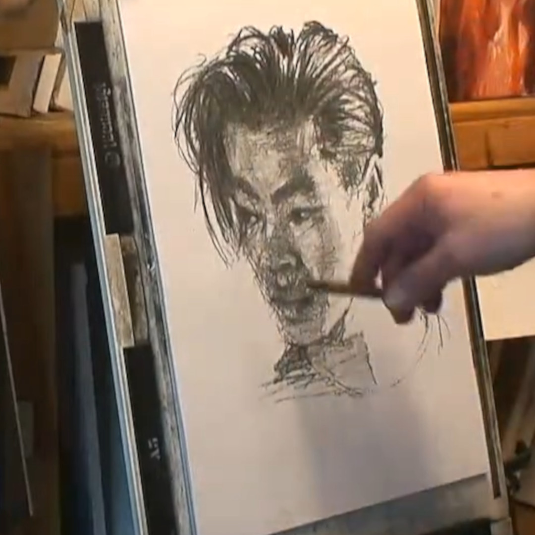 Live portrait drawing lesson #14.