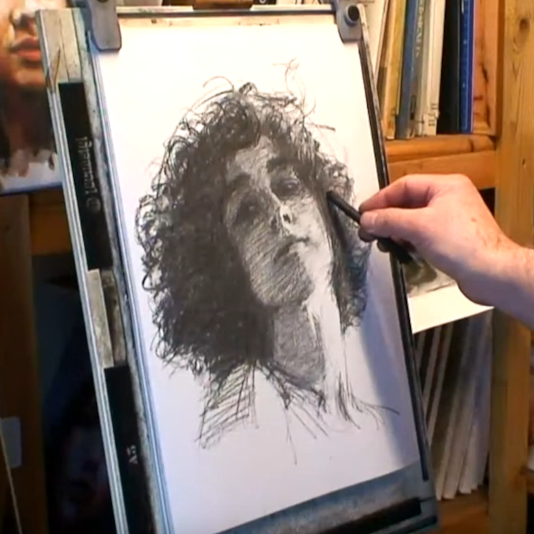 Live portrait drawing lesson #3.