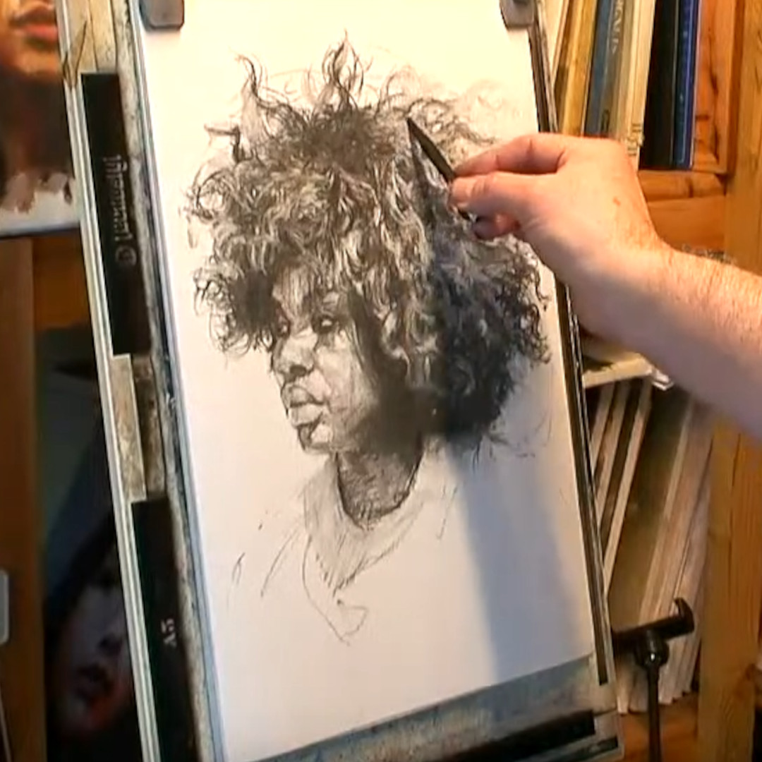 Live portrait drawing lesson #4.