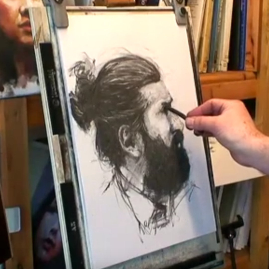 Live portrait drawing lesson #9.